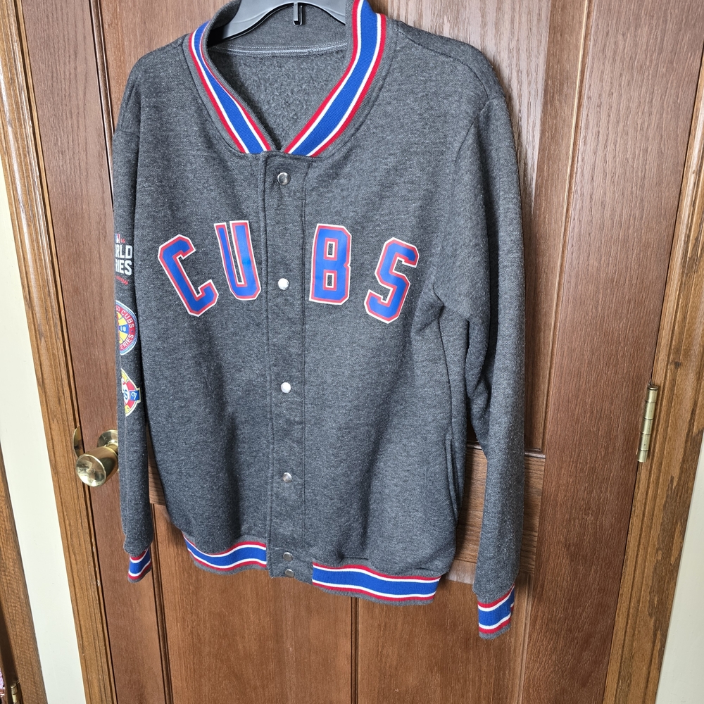 Gray Chicago Cubs Varsity Jacket- Soft -XL- Unisex Sweatshirt Style